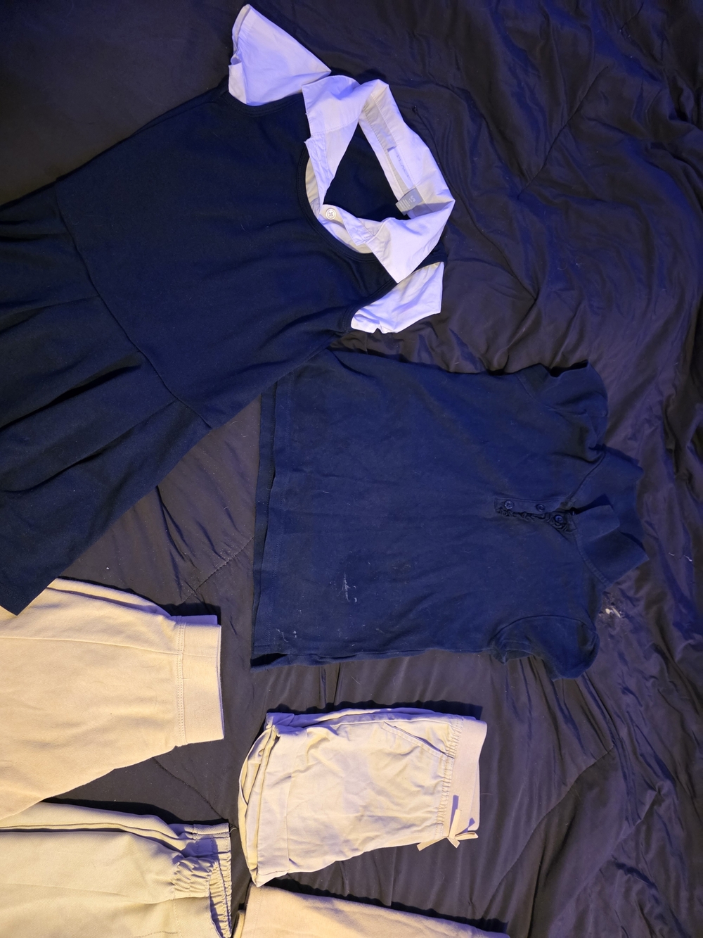Navy Blue Kids School Dress & Polo Set